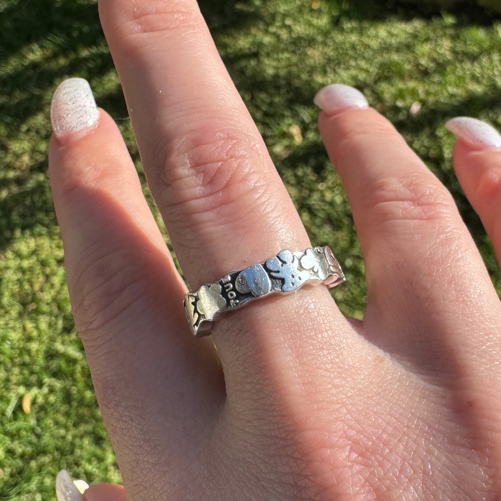 Y2K Rare Tous Sterling Silver Eternity Band Bear & Girl, Stars Hearts Sz 6 3/4 - Picture 4 of 10